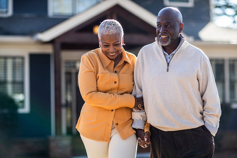 Older couple walking