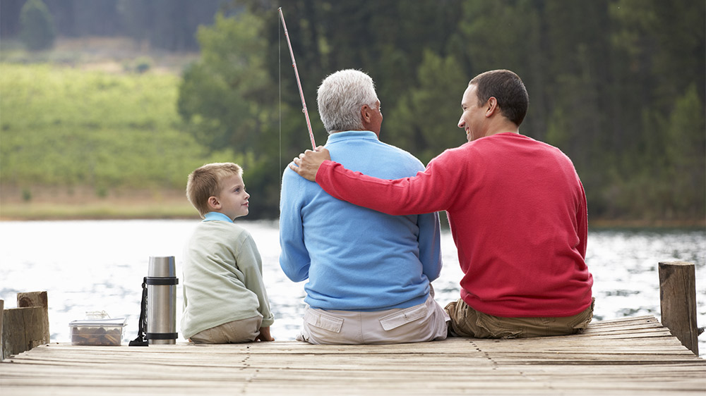 three generations of men together fishing