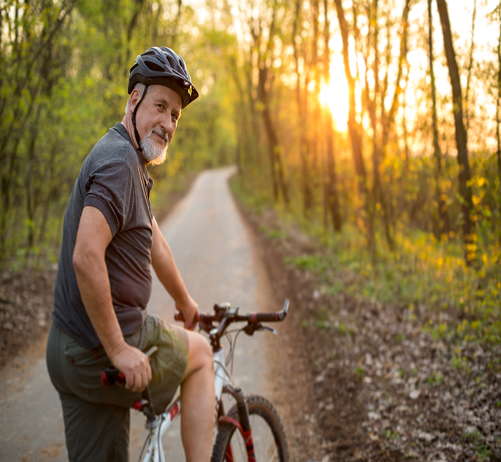 man riding bike