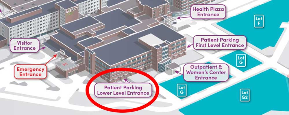 Waterloo Medical Center - Lower Level Parking Entrance