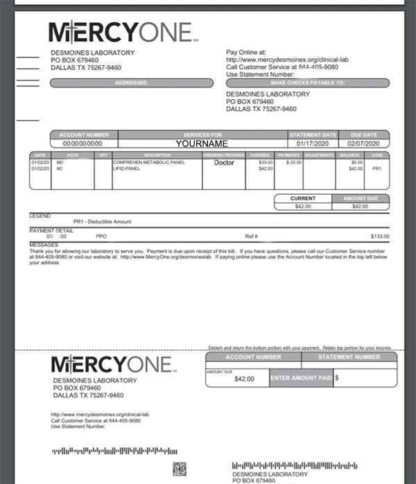 Lab Bill Example