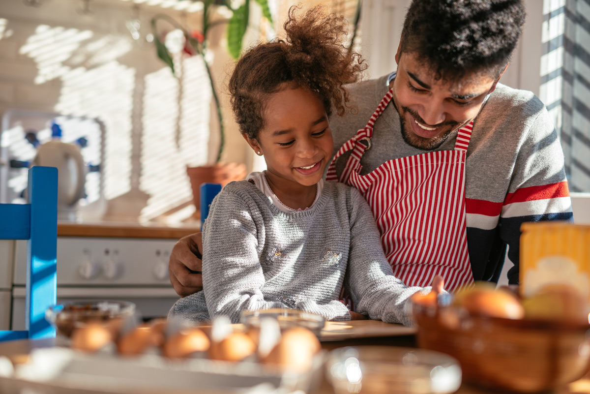 fathers cooking with daughter